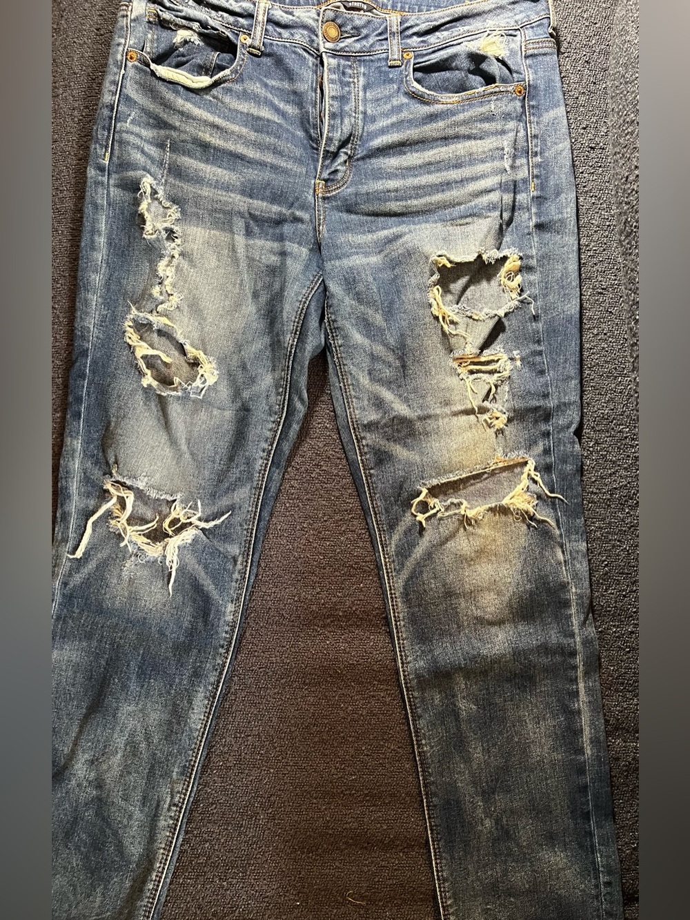 American Eagle Outfitters TomGirl Distressed Blue Skinny Jeans